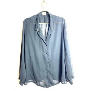 Black Sheer vintage button down embellished